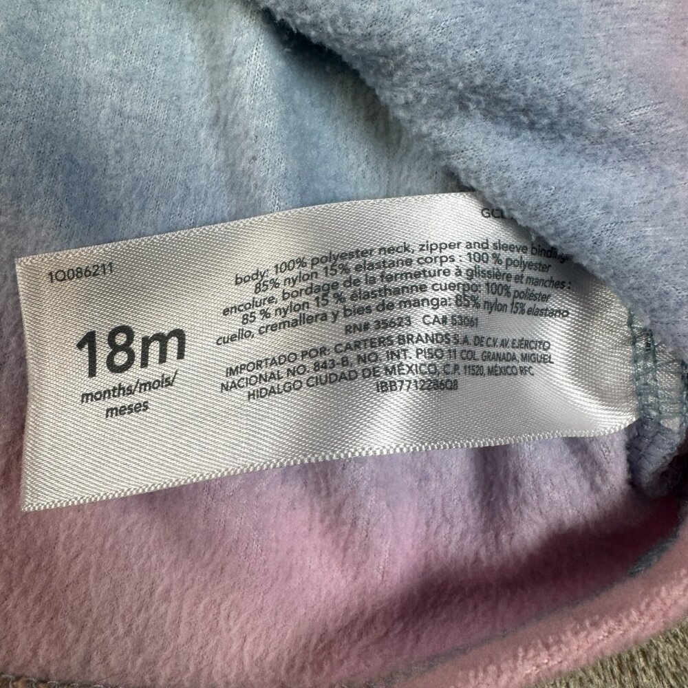 OSHKOSH B'GOSH Girls 1/4 Zip Colorful Fleece & Carters Zip up Hoodie SIZE 18M - Picture 8 of 15